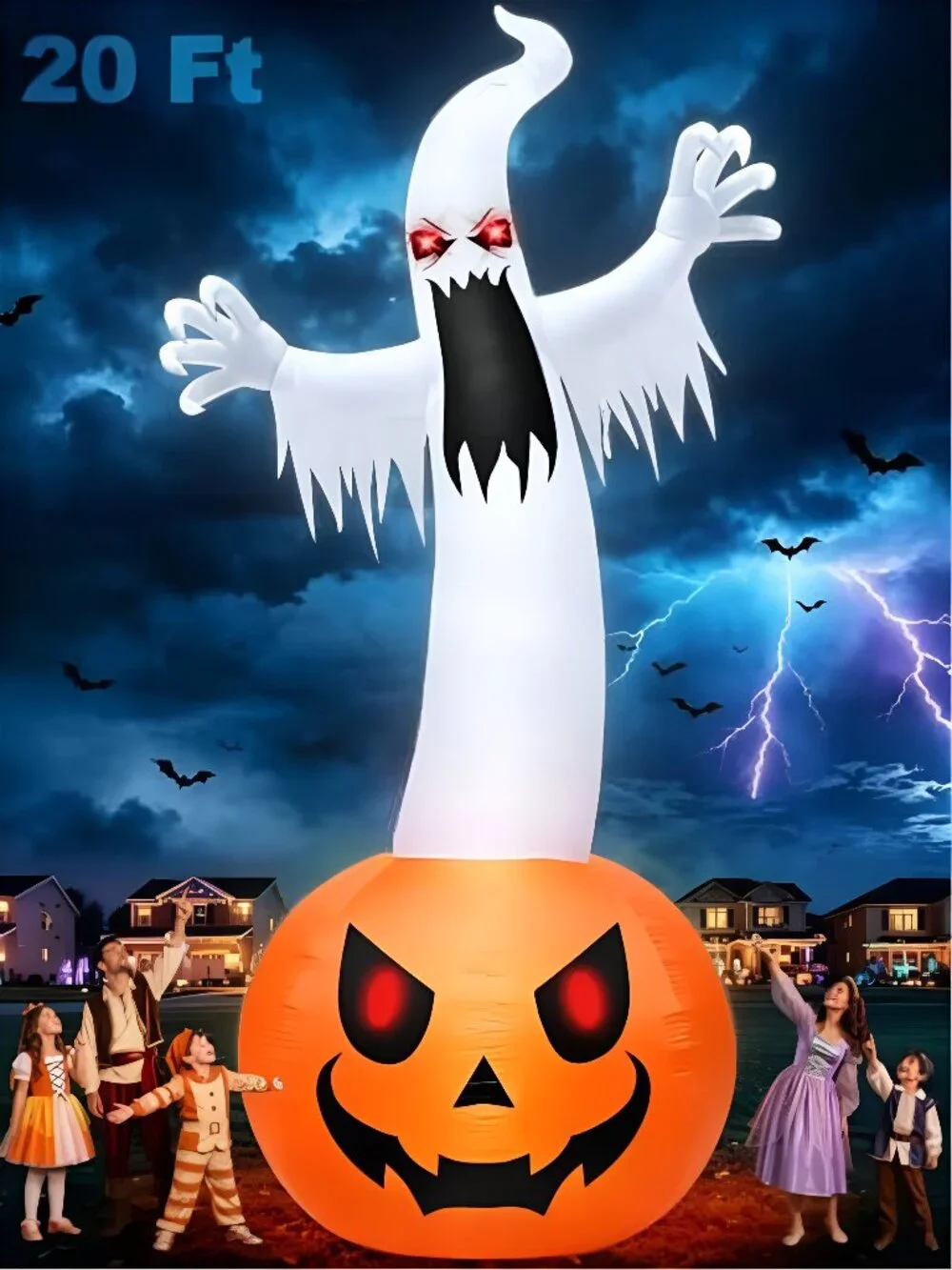 Super Giant 20 FT Halloween Inflatables Pumpkin Ghost Outdoor Decorations